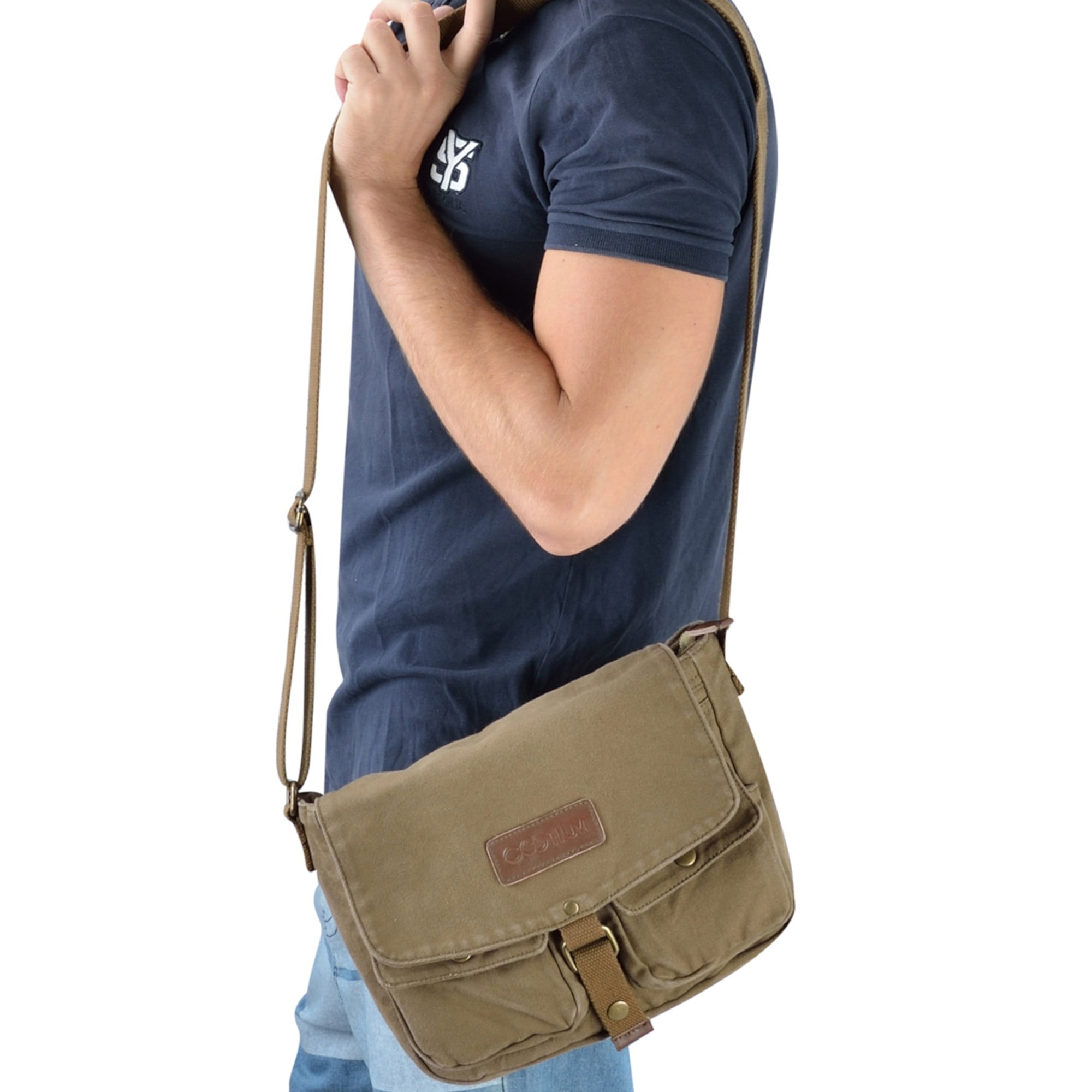 Gootium Canvas Messenger Bag Vintage Crossbody Shoulder Bag Military Satchel, Green