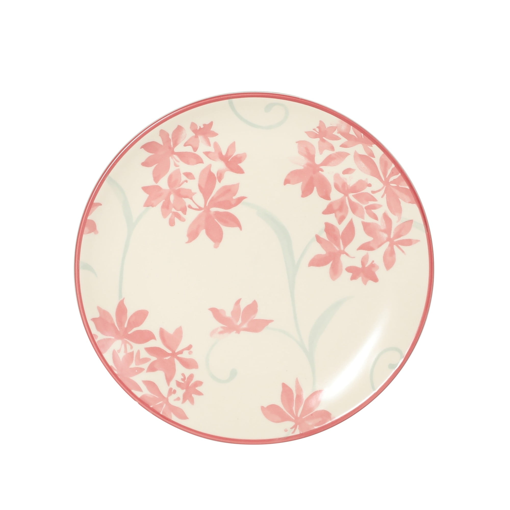 Gibson Home Admiral Hall 12-Piece Stoneware Dinnerware Set, Pink Floral Plates and Bowls, Microwave and Dishwasher Safe, Set for 4