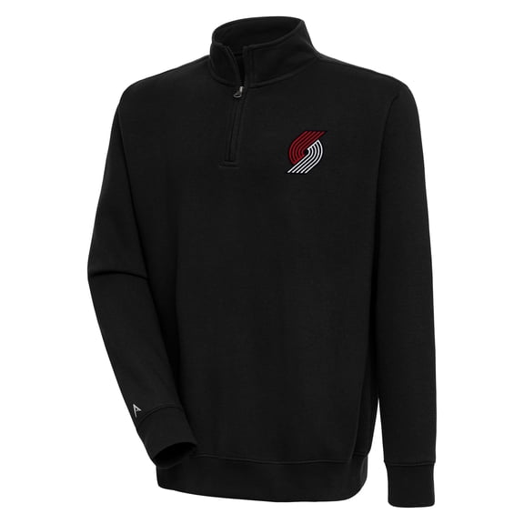 Men's Antigua  Black Portland Trail Blazers Victory Quarter-Zip Pullover Top
