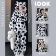 thumbnail image 2 of Conjuntos de pijamas con capucha de vaca para mujer, ropa de dormir Kawaii, terciopelo Coral grueso, trajes de estar por casa, otoño e invierno, 2023, 2 of 3
