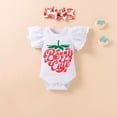 thumbnail image 5 of Penkiiy Toddler Baby Girls Ruffle Strawberry Print Clothes Cute Bow Three-piece Suit Fashion Girls Skirt 9-12 Months Red 2023 Summer Deal, 5 of 9