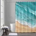 thumbnail image 5 of Ocean Waves Shower Curtains for Bathroom, Abstract Gradient Yellow Turquoise Waves Beach Washable Fabric Shower Curtain with Hooks Waterproof Bathroom Decor Sets, 54 x 78 Inches, 5 of 9