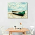 thumbnail image 2 of Autua Beach Boat Picture Wall Art Abstract Green Canoe Beach Print Painting Countryside Ocean Landscape Texture Sea View Artwork Bathroom Office Living Room Decoration 16x12in, 2 of 6