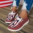 thumbnail image 2 of OIOLOYJM Women's Lace Up Canvas Shoes American Flag Fashion Comfortable Platform Sneakers Casual Patriotic Slip On Rubber Sole Soft Walking Shoes Red 42(US-9/UK-7), 2 of 4