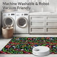 thumbnail image 5 of ODIKA 3'x5' Machine Washable Non-Slip Area Rug, Nordic Inspired Holiday Sloth Motif with Winter Forest Accents High Traffic Rug with Pad, Black, 742842, 5 of 8