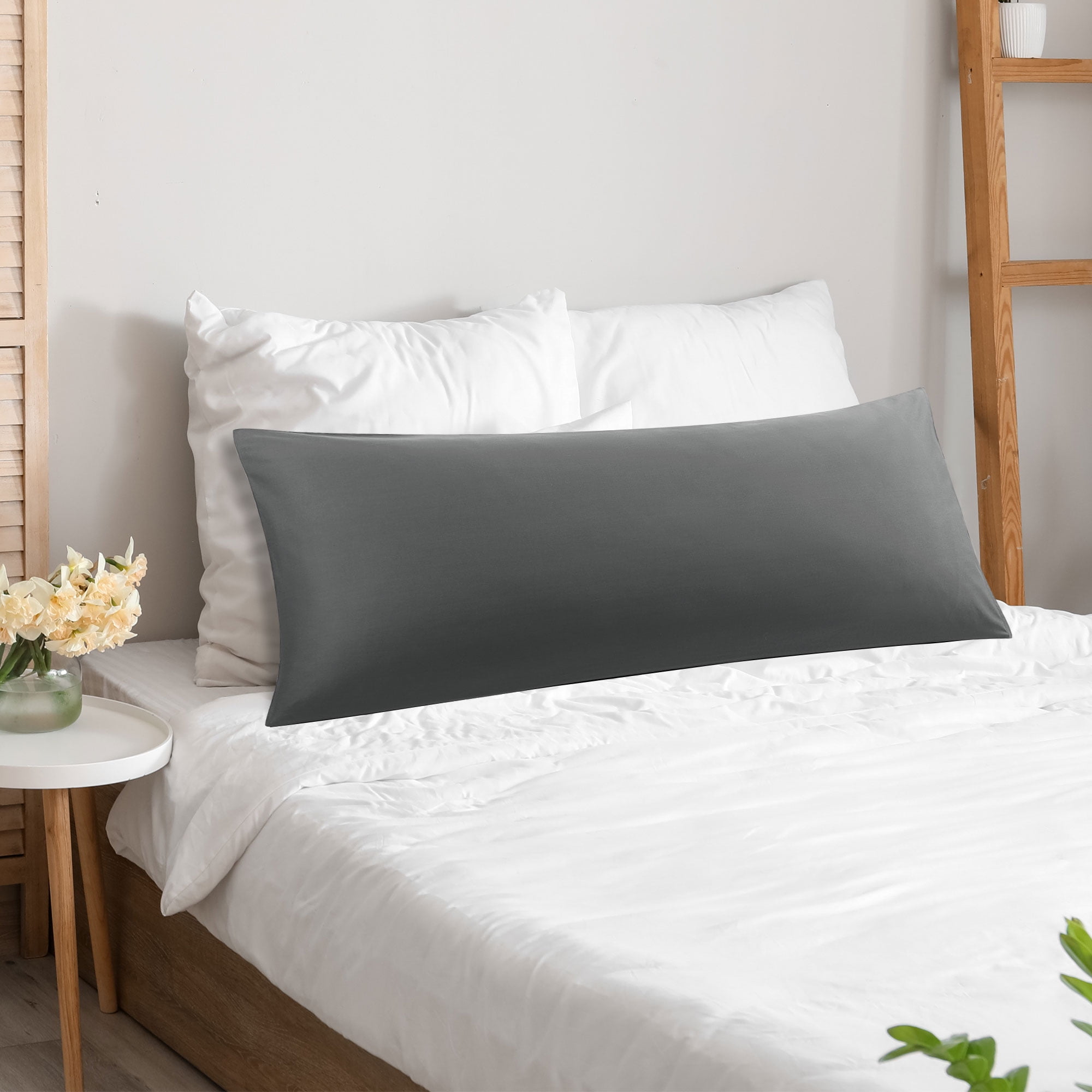 Unique Bargains Cotton Body Pillowcase Breathable Envelope Dark Gray 20"x72"