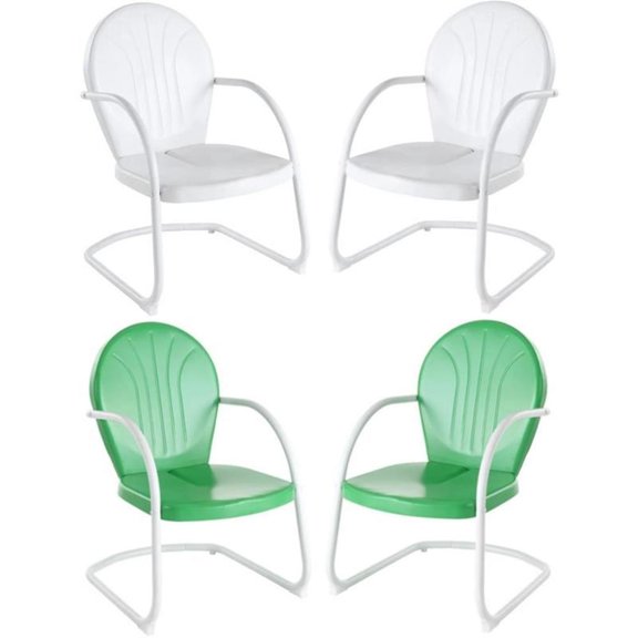 Home Square Griffith 4 Piece Metal Patio Chair Set in White & Grasshopper Green