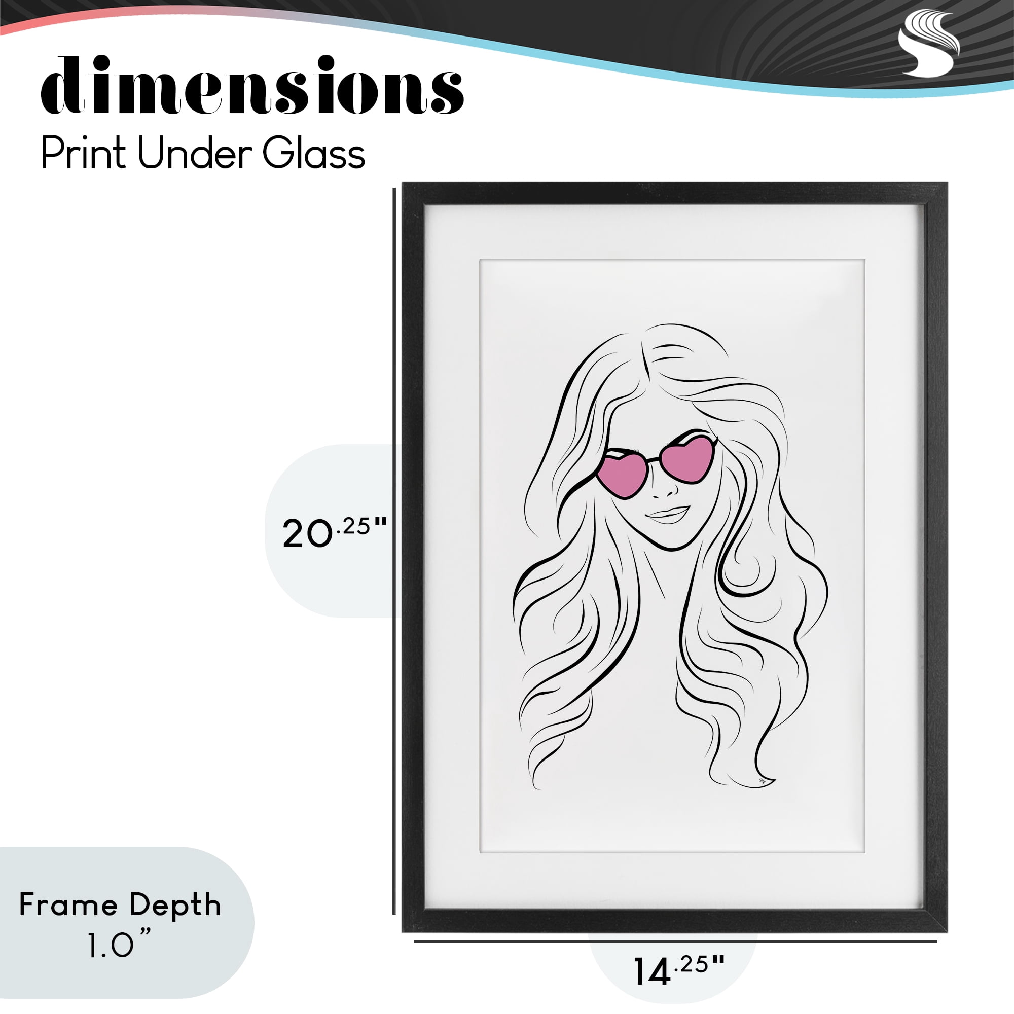 Stupell Industries Leila Pink Heart Sunglasses Black Framed Print Under Glass, design by Martina Pavlova