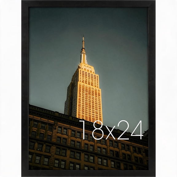 18x24 Solid Wood Picture Frame with Glass Black