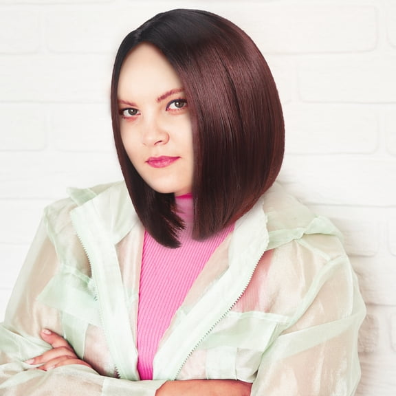 PENIKOKO Short Fashionable Bob Wig Synthetic Hair Lightweight Soft Skin Friendly for Daily Wear