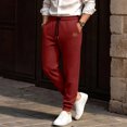 thumbnail image 6 of Men Waffle Jogger Pants Drawstring Elastic Waist Sweatpants with Pocket,Casual Comfy Home Outdoor or Sports Daily Wear,Red,L, 6 of 9