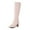 Pink, variant on Women's Square Toe Heel Knee High Boots with Side Zipper for Stylish Mid-Calf Comfort and Winter Wear Fashion Footwear