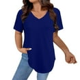 thumbnail image 2 of Blue Womens Tops Womens T Shirts V Neck Summer Short/Long Sleeve Cotton Tops Tees Shirts for Women, 2 of 4
