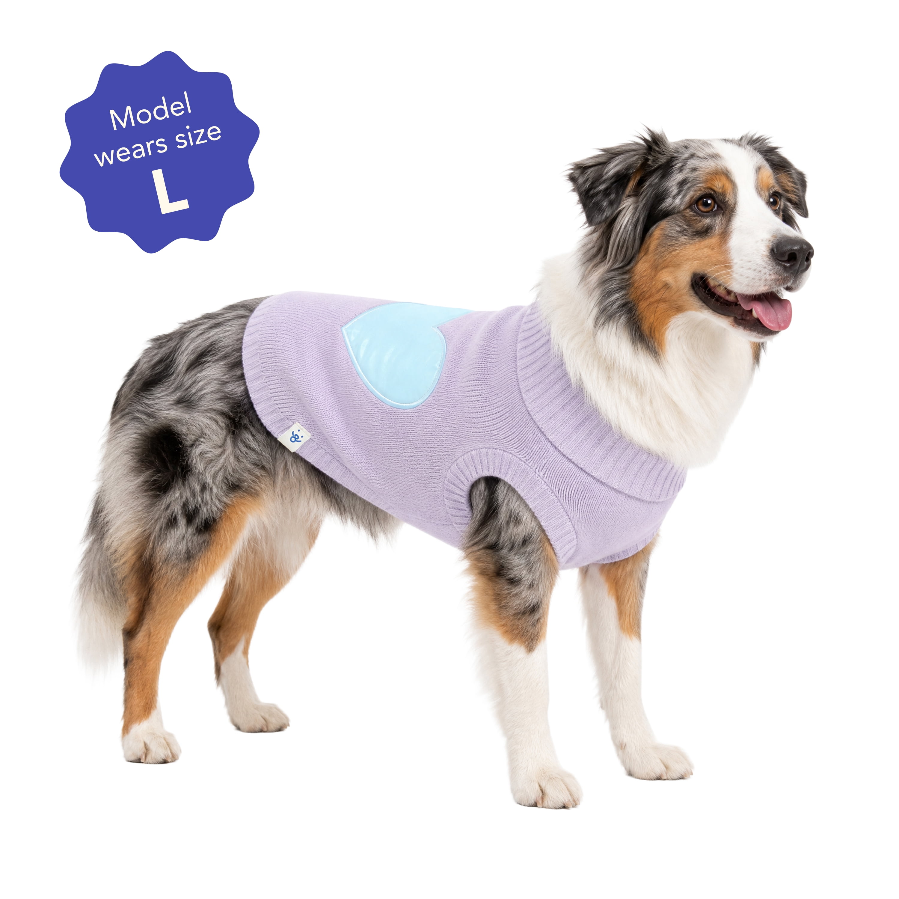 Oodles Iridescent Heart Fall Dog Sweater, Purple, Large