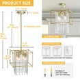 thumbnail image 4 of DWVO Square Crystal Chandeliers, Kitchen Island Lighting Pendant Light Fixtures,Crystal Ceiling Light for Bedroom Hallway Living Room,E26 Base,Gold, 4 of 5