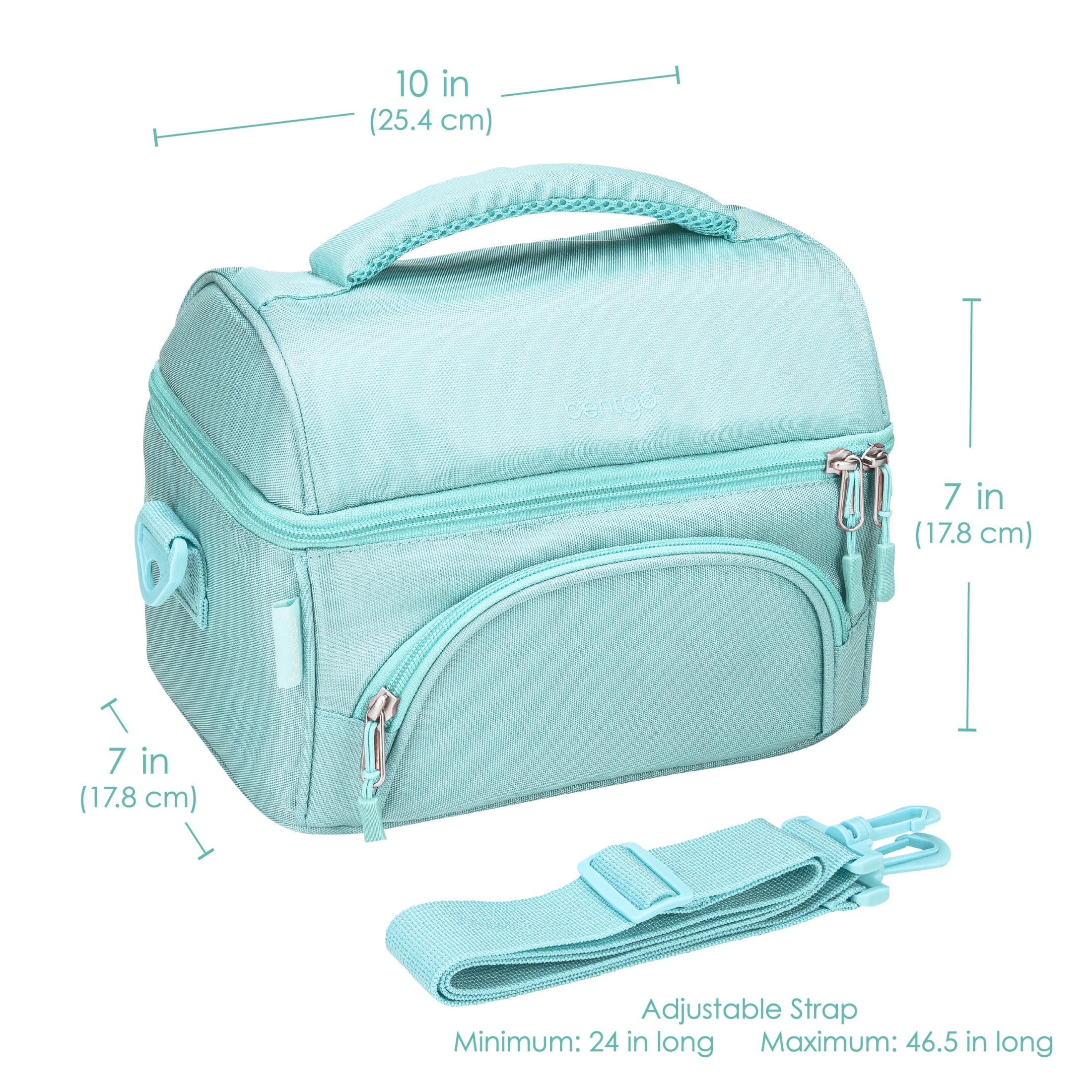 Bentgo Deluxe Lunch Bag - Durable and Insulated Lunch Tote with Zippered Outer Pocket, Internal Mesh Pocket, Padded & Adjustable Straps, & 2-Way Zippers - Fits Most Bentgo Lunch Boxes (Coastal Aqua)
