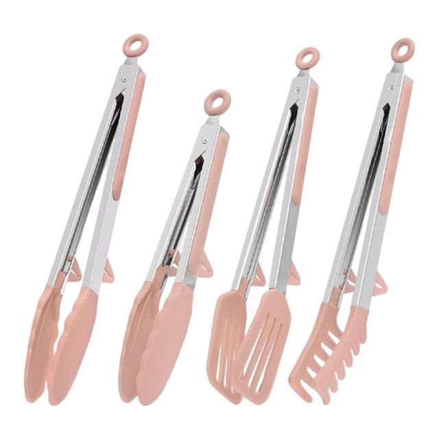 Pinzas inoxidable 430, antideslizantes, anticorrosión, soporte Vertical, utensilios resistentes, pinzas para cocinar Rosado Gloria Pinzas para utensilios de cocina