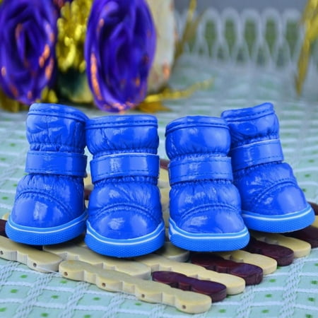 Waterproof Dog Boots Winter Pet Shoes  Outdoor Pet Snow Booties Cold Weather Paw Protector with Anti-Slip Sole for Small Medium Dogs 4 Pcs