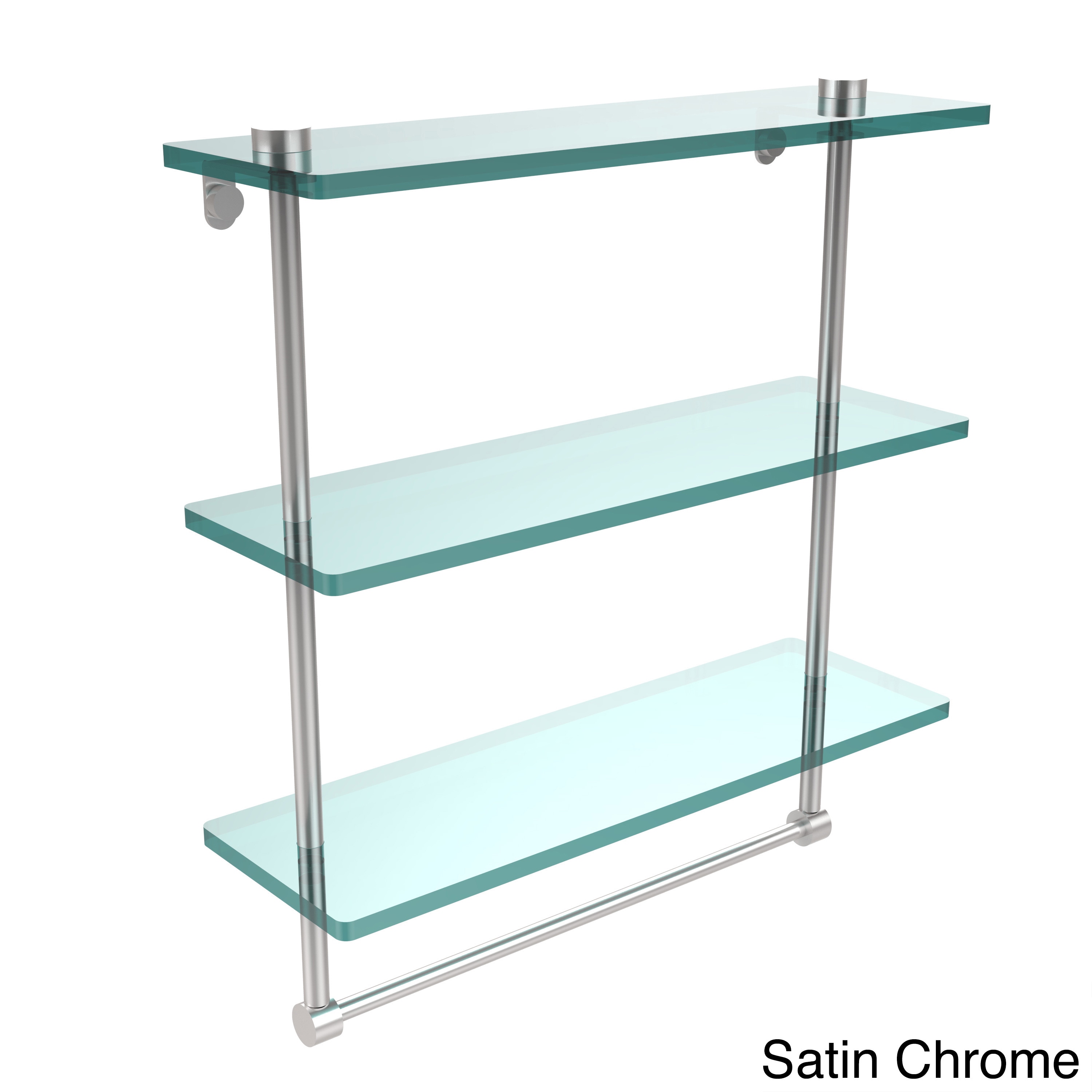 16-in Triple Tiered Glass Shelf with Integrated Towel Bar in Polished Nickel - image 4 of 5