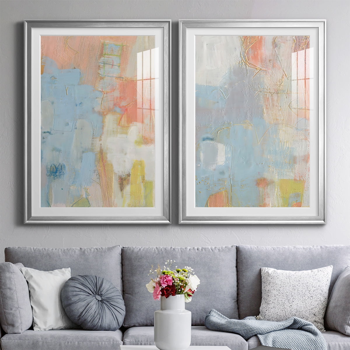Wexford Home Cully I Premium Framed Print, 18.5" x 24.5" - Ready to Hang, Silver (Set of 2)