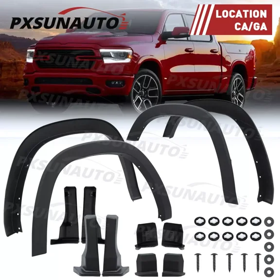 For 2019-2023 Rodge Ram 1500 Matte Black Front Fender Flares Wheel Arch Molding