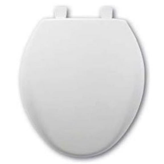 Round Plastic Toilet Seat with STA-TITE Easy-Clean & Chang Whisper-Close Precision Seat Fit Adjustable Hinge & Super Grip Bumper, White