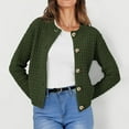 thumbnail image 2 of WTOBBY Women's Button-Down Knit Cardigan Casual Sweater Jacket, Solid Color Long Sleeve Open Front Coat with Soft Fabric, Cozy Layering Piece for Fall or Winter Fashion,Army Green L, 2 of 5