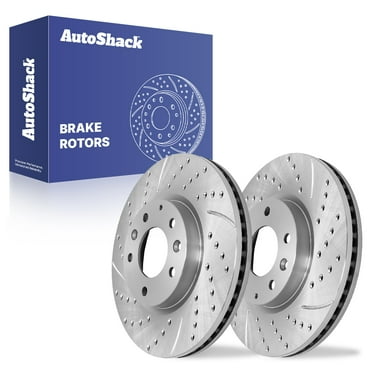 AutoShack Front Drilled & Slotted Brake Rotors | Replacement for 2007-2012 Mazda CX-7 2.3L 2.5L AWD FWD | Silver Zinc Coated | 2-PC Set | SilverShield Pro