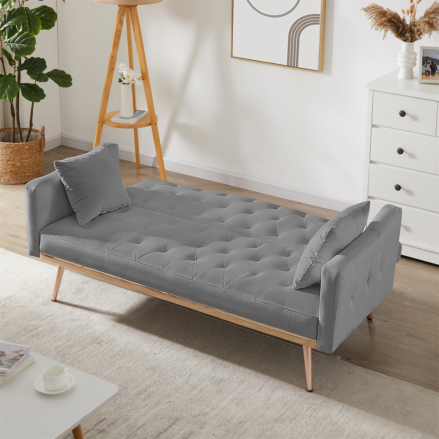 Resenkos Sofa Bed Convertible Sofa Sleeper 61.5" Sofa for Bedroom Fabric Compact Living Space Couch for Apartment and Room, Grey Resenkos Sofa Bed Convertible Sofa Sleeper 61.5" Sofa for Bedroom Fabric Compact Living Space Couch for Apartment and Room, Grey
