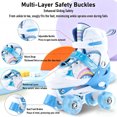 thumbnail image 4 of JieC Rainbow Unicorn 4 Size Adjustable Light up Roller Skates for Girls Boys for Kids,Blue, 4 of 8