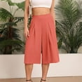 thumbnail image 5 of BLOCLOALO Wide Leg Pants Capri Pants Linen High Waisted Elastic Waist Pants Lounge Pants with Pockets Comfy Palazzo Pants Flowy Pants Everyday Pants for Women Travel Pants Comfy Pants Watermelon Red L, 5 of 8