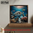 thumbnail image 2 of 8-inch 2D flat "Deep Sea Corals and Turtles" wooden framed painting, easy to install, can be used as multi-scenario wall decorative signs and plaques, and is an ideal gift for various festivals., 2 of 9
