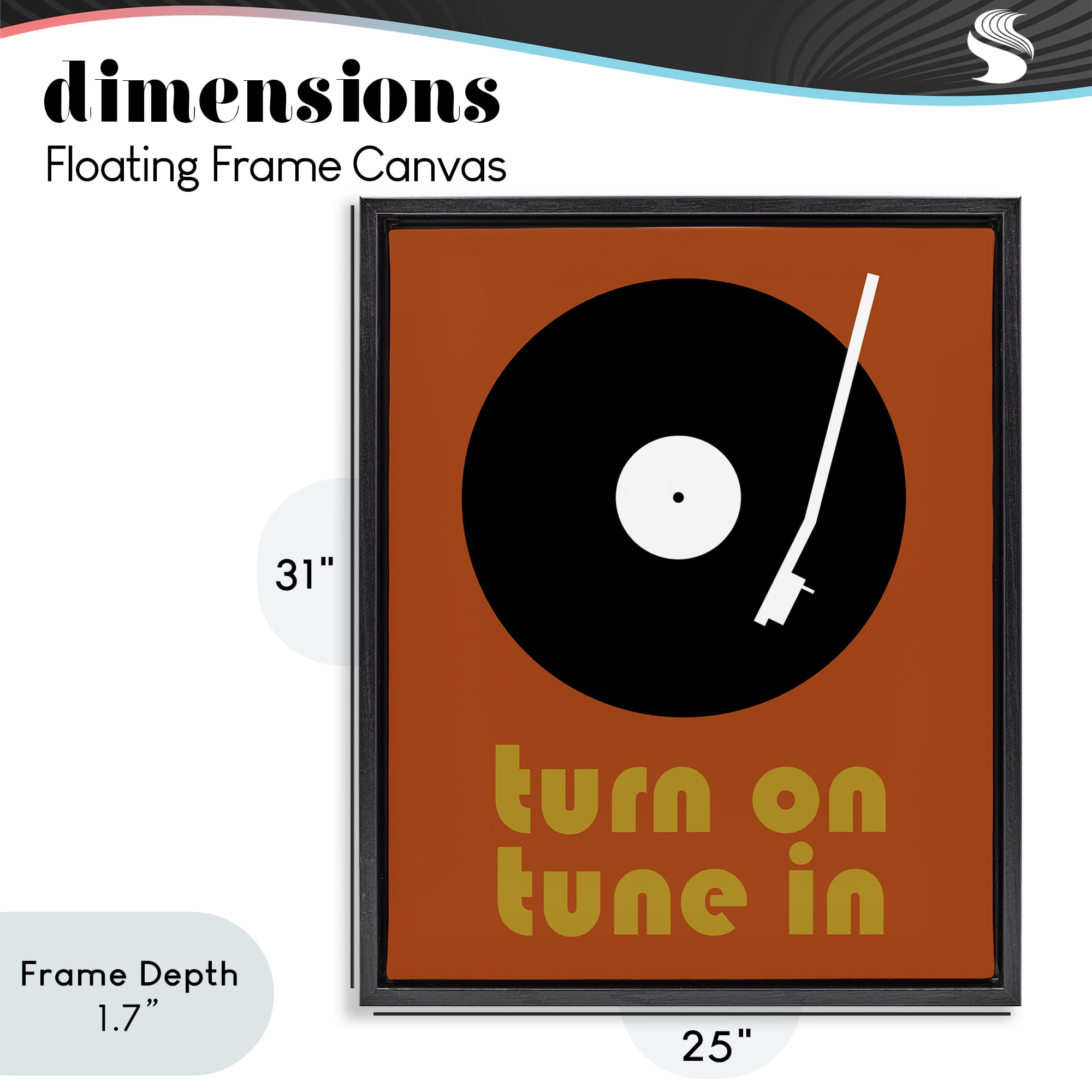 Stupell Industries Turn On Tune In Black Framed Floater Canvas Wall Art, design by Tom Quartermaine