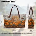 thumbnail image 6 of ZUXONGSY Cat Peony Butterfly Print Top Handle Bag for Women Fashion Pu Leather Tote Handbag Lightweight Weekender Bag with Zipper for Excursions Shopping, 6 of 6