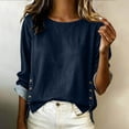 thumbnail image 2 of Levmjia Women Solid Color Denim Blouse Soft Breathable Denim Relaxed Loose Fit Long Sleeve Casual Pullover Shirt Office Commute Holiday Travel Daily Versatile Everyday Outfit, 2 of 7