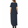 thumbnail image 2 of Robe Maxi d'Été pour Femmes Décontractée Ample avec Poches Longue Robe Manches Courtes Fendue Vert Armée Bleu Foncé 5TG, 2 of 5