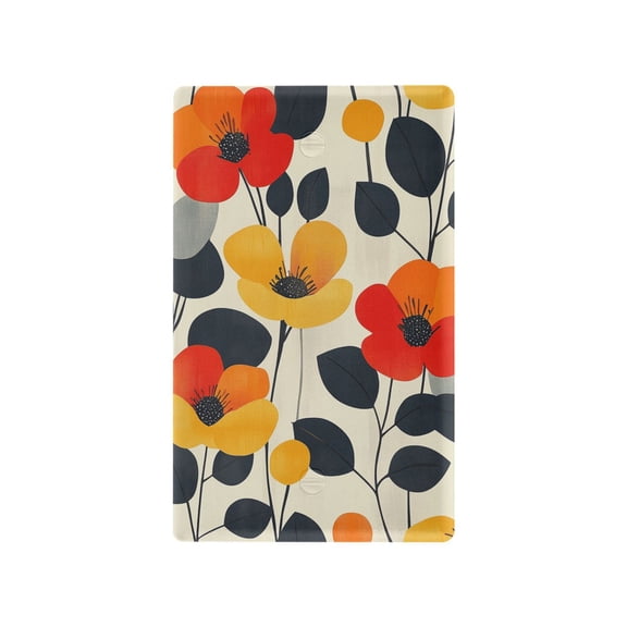 Yayeee Blank Wall Plate Cover 1-Gang 4.5"x2.7" Home Unused Decorative Outlet, Floral Pattern