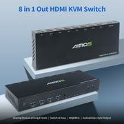AIMOS 8 in 1 Out Ports , Share Monitor/Keyboard/Printer among 8 Hosts, 4K@30Hz, Black