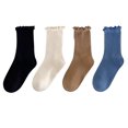 thumbnail image 2 of AUNVITO Fashion Girl's 4PC Stacked Socks Cotton Mid Tube Socks Baby Socks Children's Socks, 2 of 9