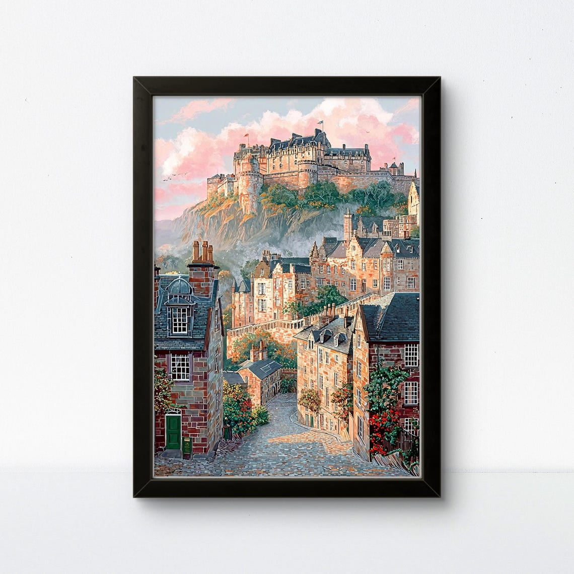 Edinburgh Castle Travel Poster, Romantic Scotland Wall Art