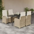 thumbnail image 1 of vidaXL 5 Piece Garden Dining Set with Cushions Beige Poly Rattan, 1 of 5