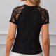 thumbnail image 5 of mfyjkho Tops Para Salir, Camiseta/Camiseta Informal De Manga Corta Con Cuello Redondo Y Encaje Contrastante Para Primavera Y Verano Para Mujer Tops Para Hacer Ejercicio Para Mujer L, 5 of 6