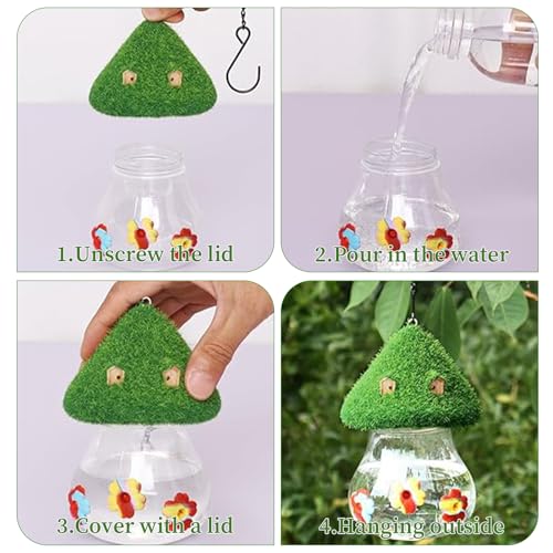 Hummingbird Feeder Cute Mushroom Hummingbird Feeders for Outdoors Hanging,Hummingbird Heeders for Outdoors Hanging Ant and Bee Proof,3 Petals Decorated with Water Spout Bird Water