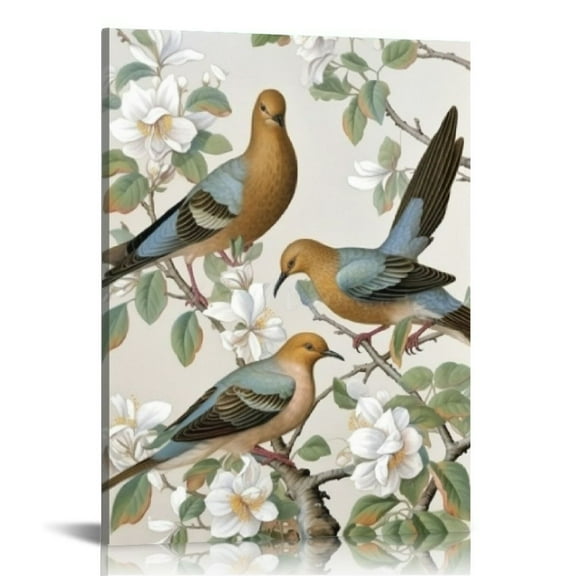 ARISTURING  Canvas Print Wall Art Mourning Doves Animals Birds Illustrations Modern Art Rustic Scenic Calm Multicolor Warm for Living Room, Bedroom, Office