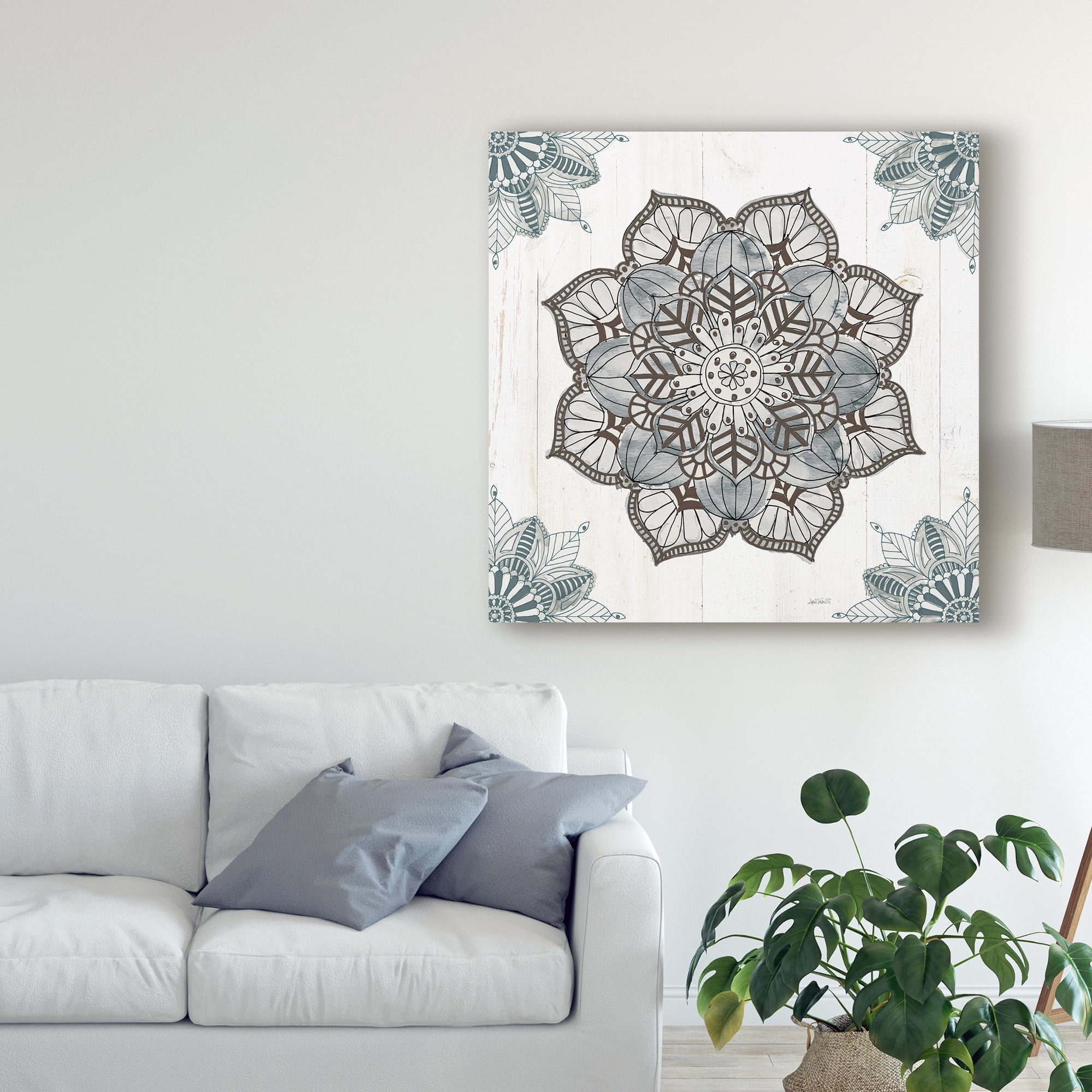 Trademark Fine Art 'Mandala Morning V Blue and Gray v2' Canvas Art by Anne Tavoletti