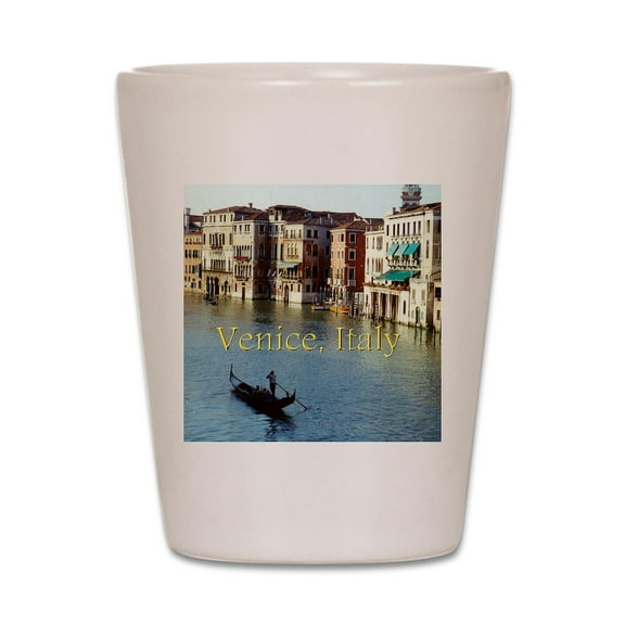 CafePress - Venice Italy Souvenir Gondola Ride Phot - White Shot Glass, Unique and Funny Shot Glass