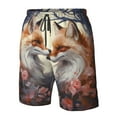 thumbnail image 2 of Yiaed Romantic Flower Fox Print Men's Swim Trunks with Lining Quick Dry Sports Shorts Beach Shorts Boardshorts-Small, 2 of 5