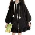 thumbnail image 2 of Becaristey Soft And Breathable Rabbit Ear Hoodie Made With Lamb Wool Fashionable And Cute Skin Friendly black L, 2 of 6