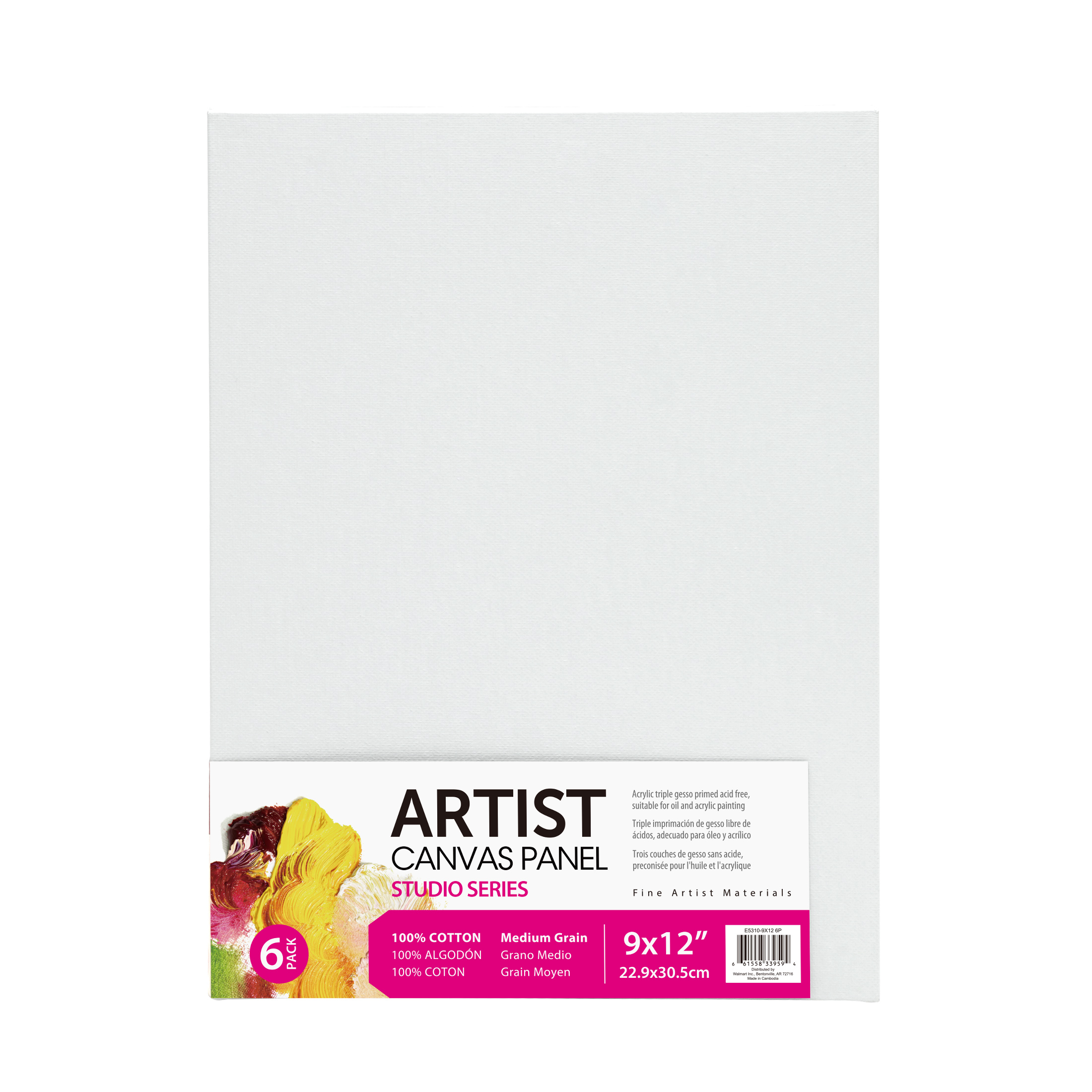 Studio White Canvas Panels, 9" x 12", 6-Pack photo 1
