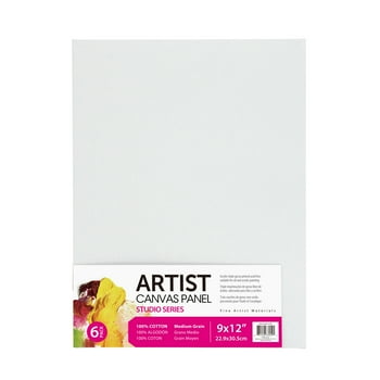 Studio 100% Cotton  Free White Canvas, 9"x12", 6 Pieces